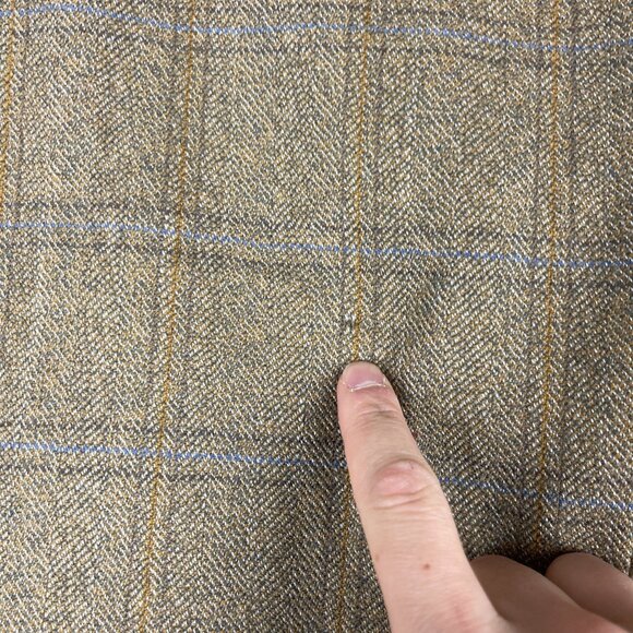 VTG ROY ROBSON Germany Made elbow patches Wool Blazer Plaid Golden Brown Read* - Picture 15 of 16